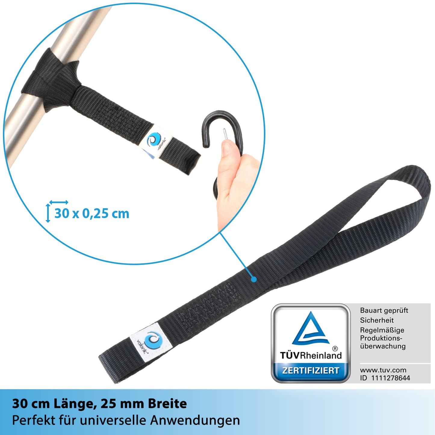 4x Zurrschlaufe für Karabiner & Haken - 30cm - valonic FALCON