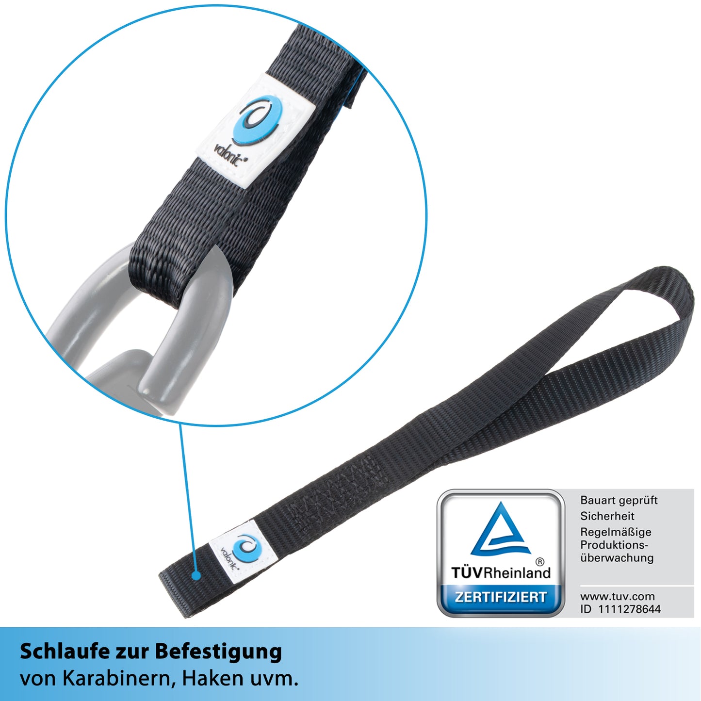 4x Zurrschlaufe für Karabiner & Haken - 30cm - valonic FALCON