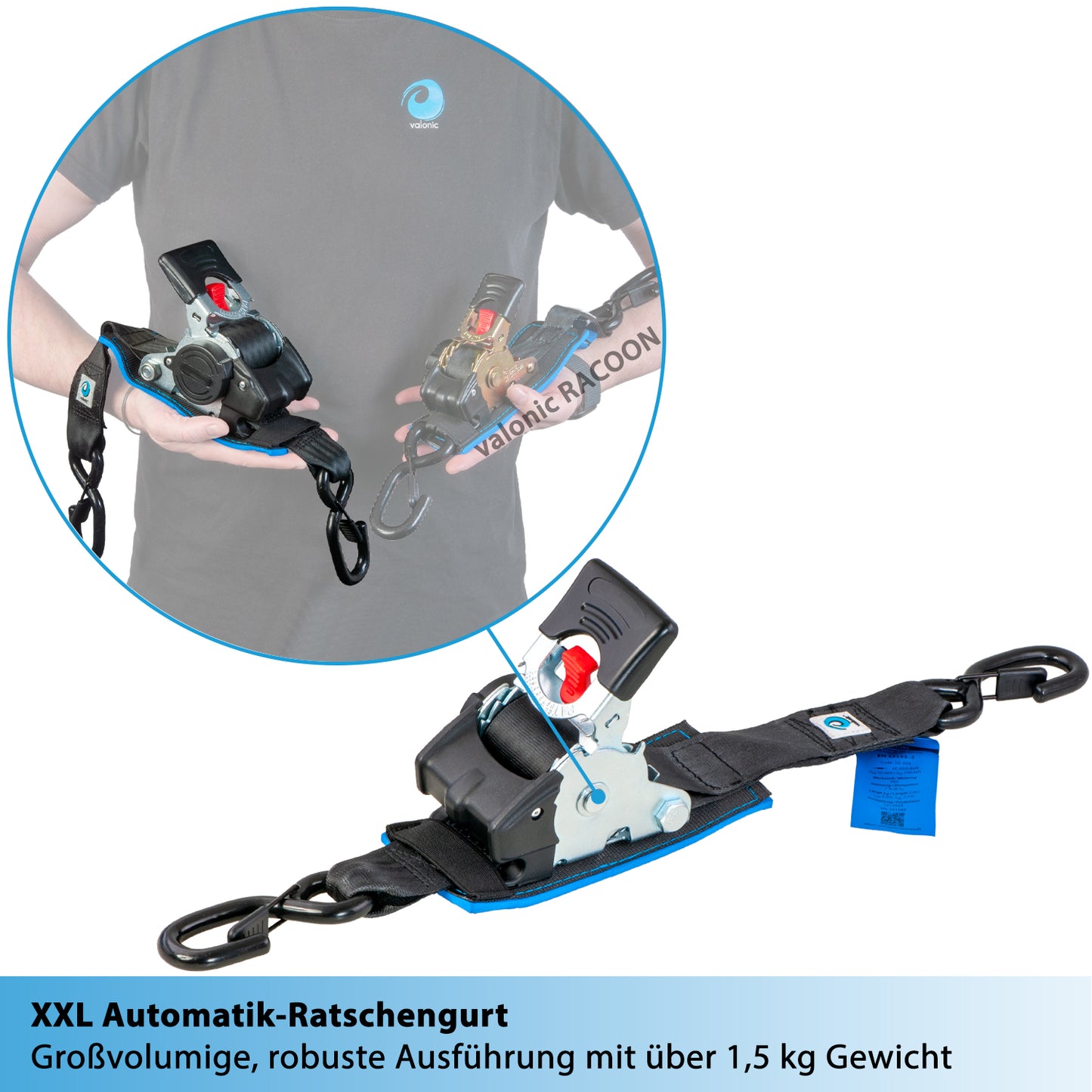 2x Automatik Spanngurt mit Ratsche - 50mm - valonic TANUKI