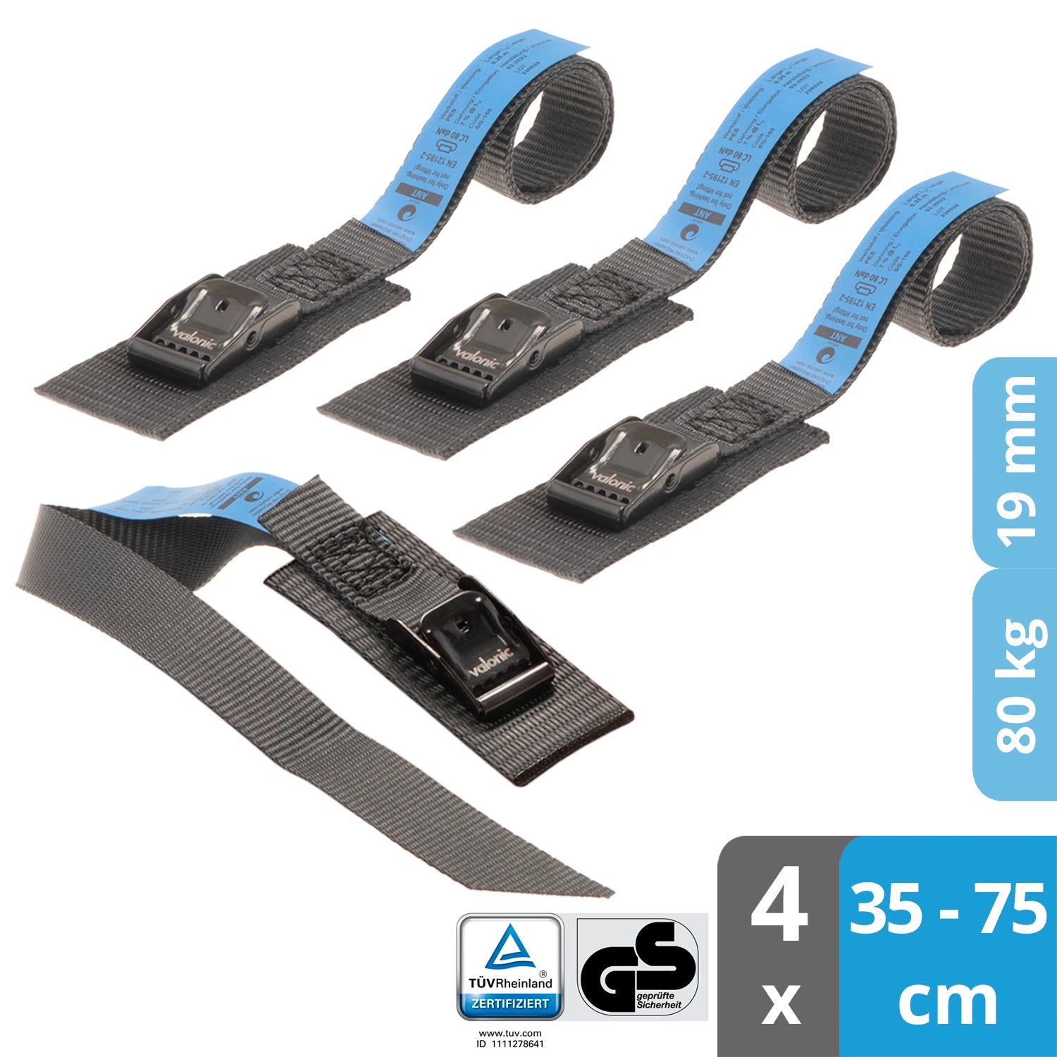 4x Spanngurte für Fahrradträger - 19mm