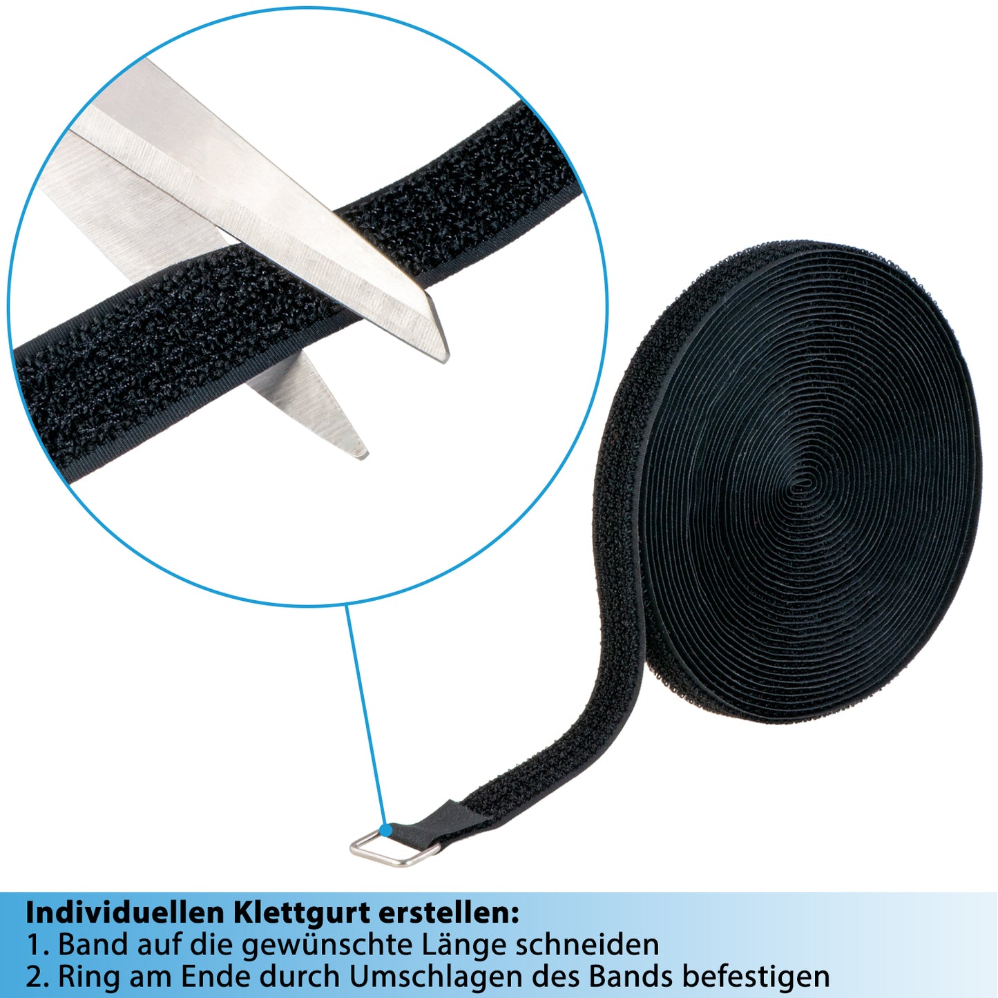 10m Klettband - 20mm - 25 Metallringe, valonic COLIBRI