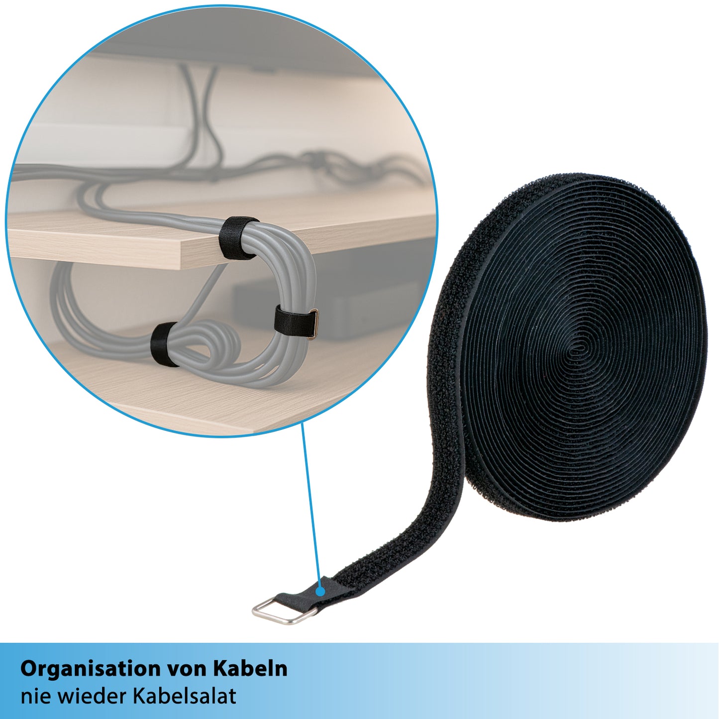 10m Klettband - 20mm - 25 Metallringe, valonic COLIBRI