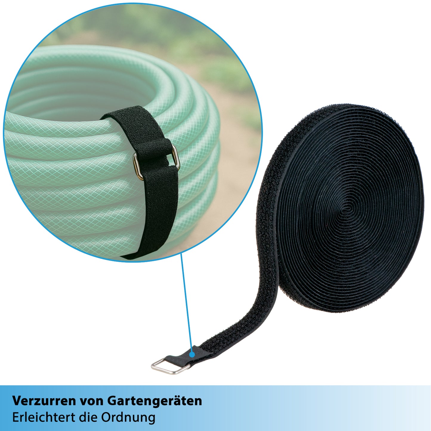 10m Klettband - 20mm - 25 Metallringe, valonic COLIBRI