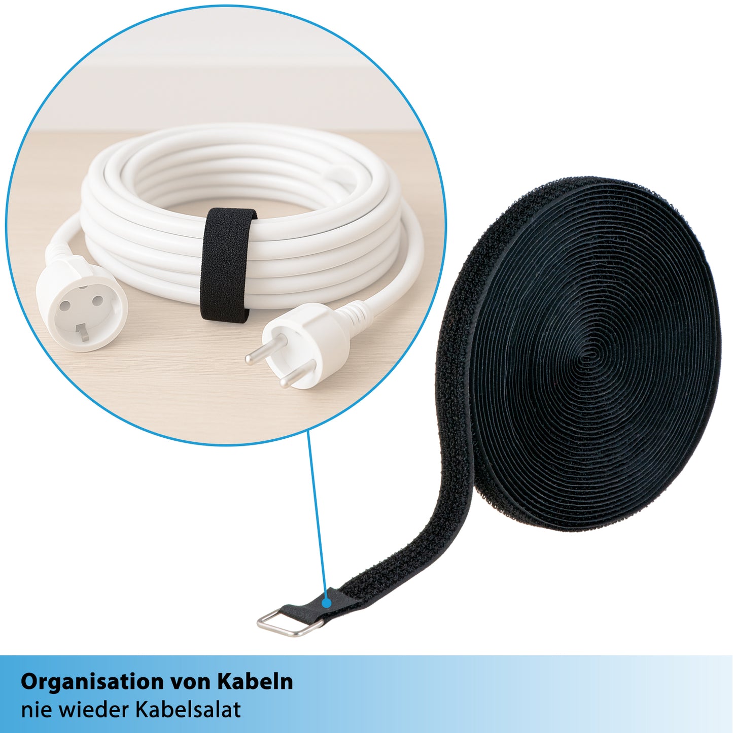 10m Klettband - 20mm - 25 Metallringe, valonic COLIBRI
