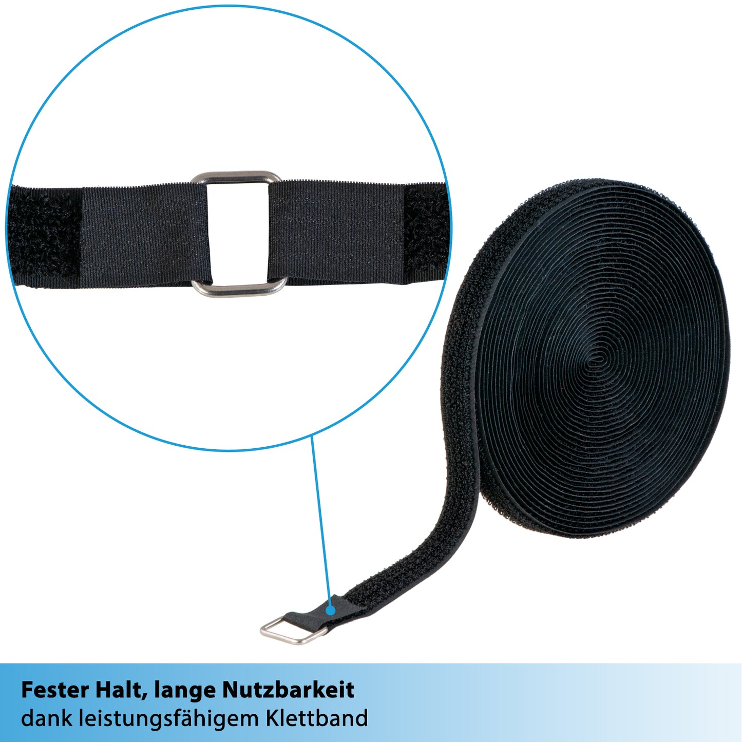 10m Klettband - 20mm - 25 Metallringe, valonic COLIBRI