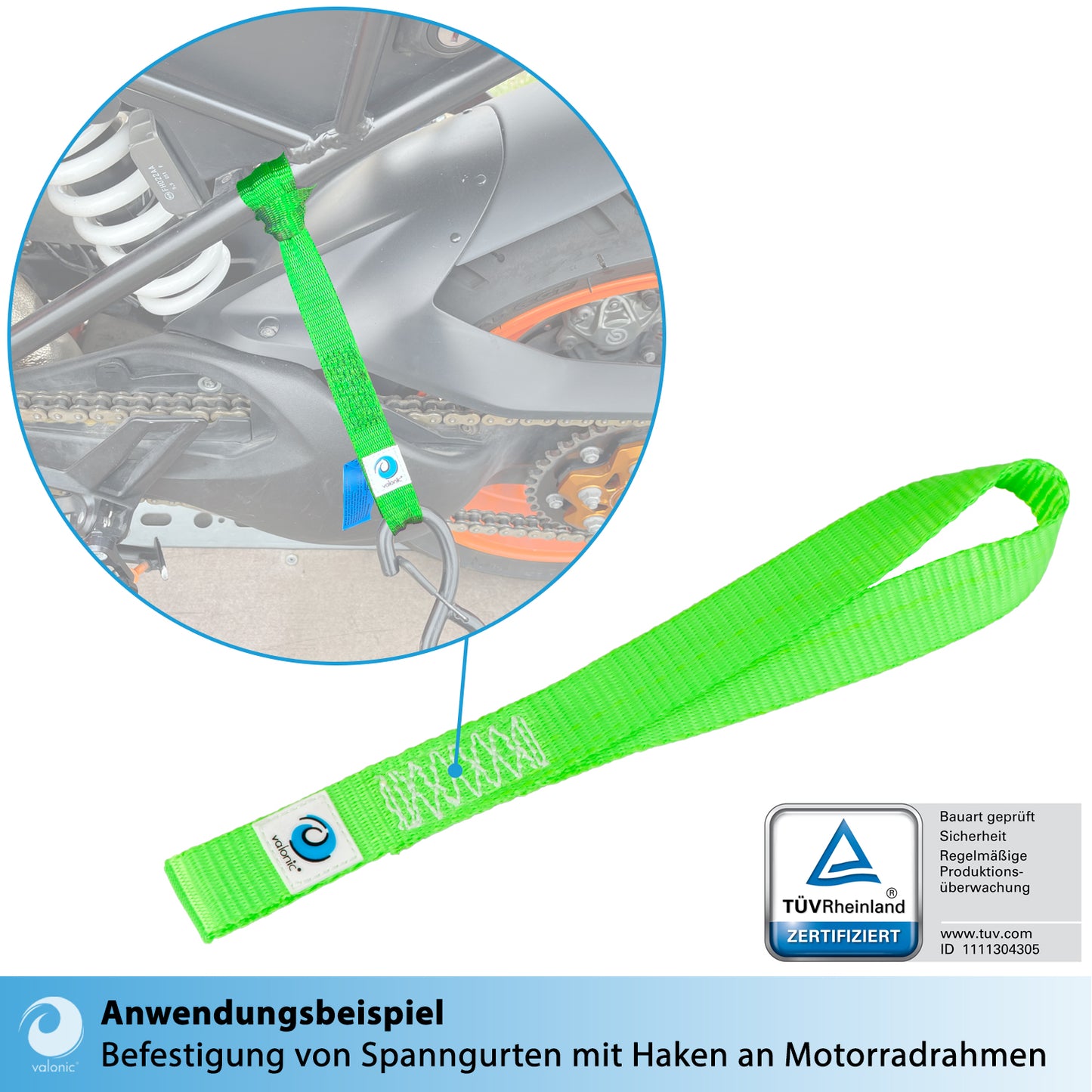 4x Zurrschlaufe für Karabiner & Haken - 30cm - valonic FALCON