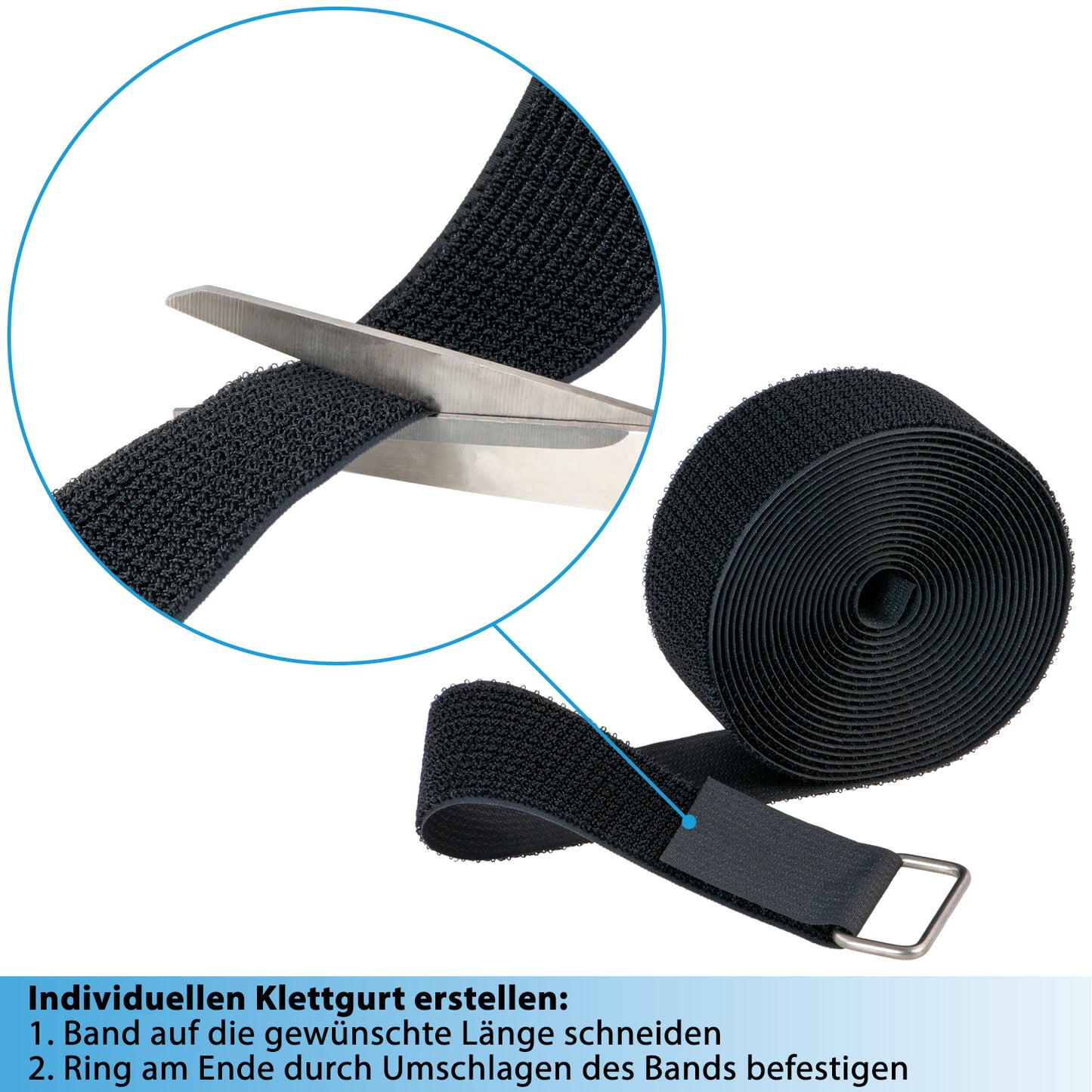 5m Klettband - 50mm - 10 Metallringe, valonic SPARROW