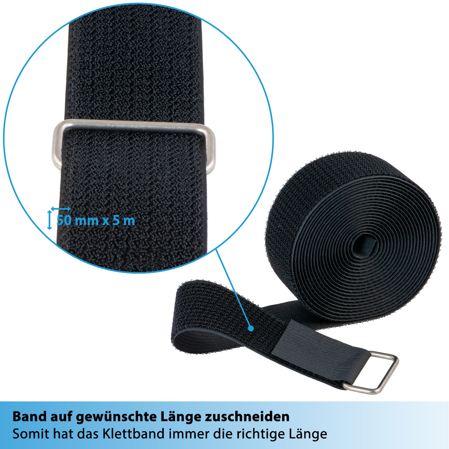 5m Klettband - 50mm - 10 Metallringe, valonic SPARROW
