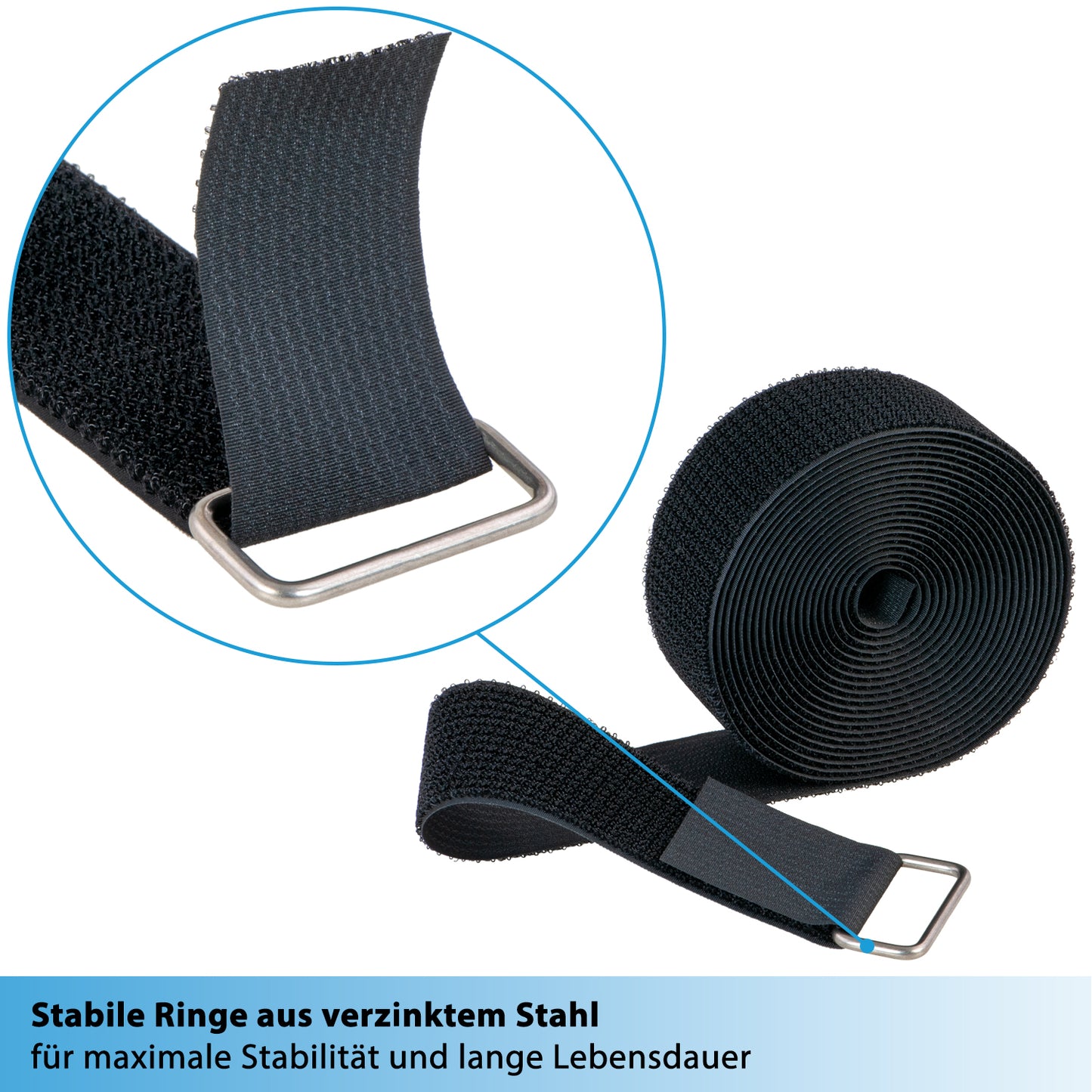 5m Klettband - 50mm - 10 Metallringe, valonic SPARROW