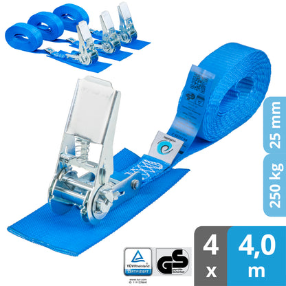4x Spanngurte mit Ratsche ohne Haken - valonic ALASKA