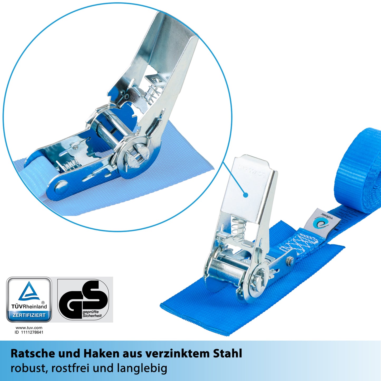 4x Spanngurte mit Ratsche ohne Haken - valonic ALASKA
