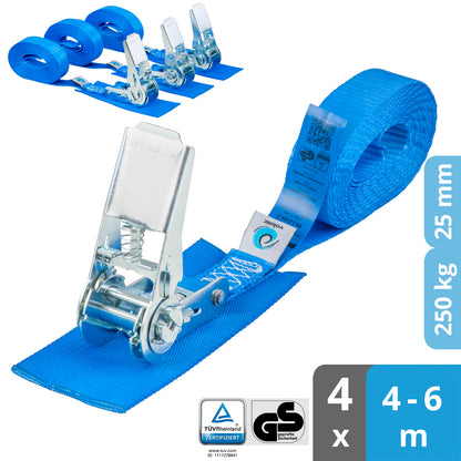 4x Spanngurte mit Ratsche ohne Haken - valonic ALASKA