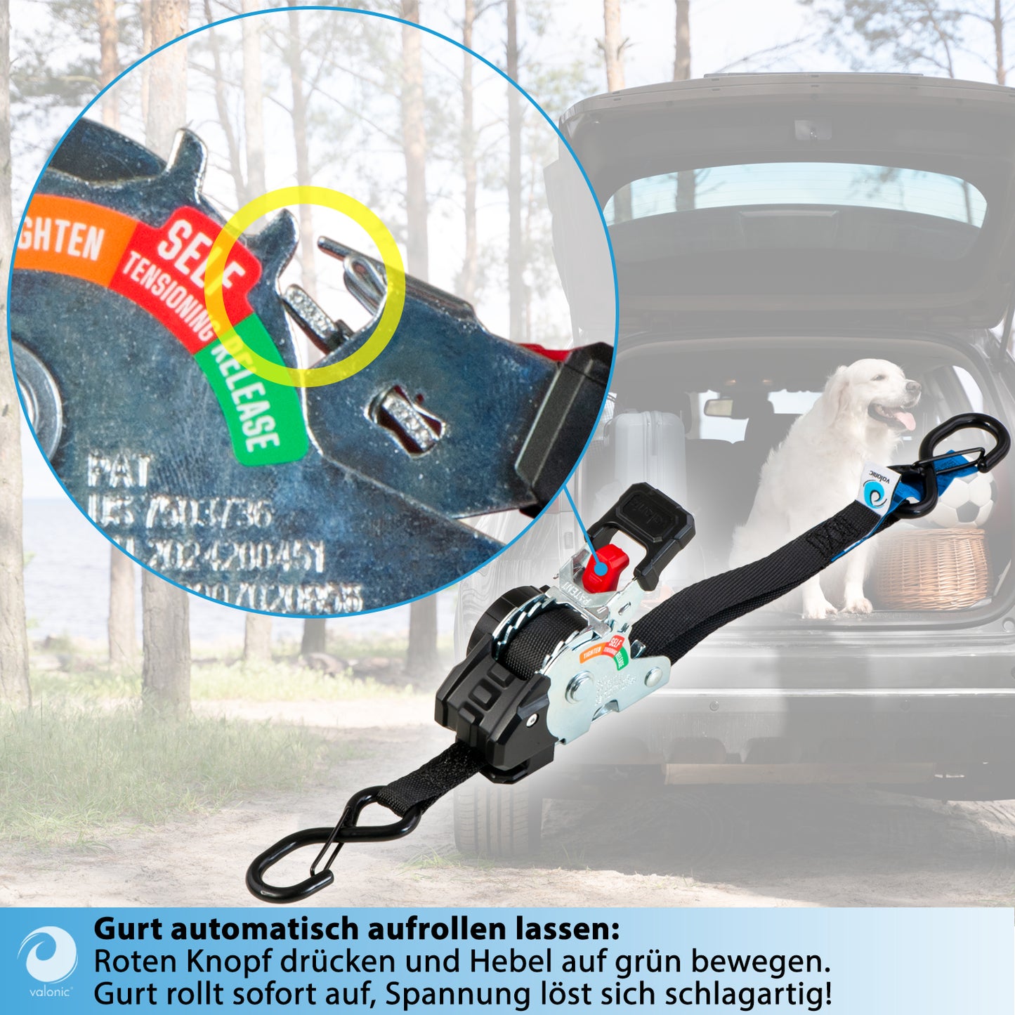 4x Mini Automatik Spanngurt mit Ratsche - 19mm - valonic CRETA