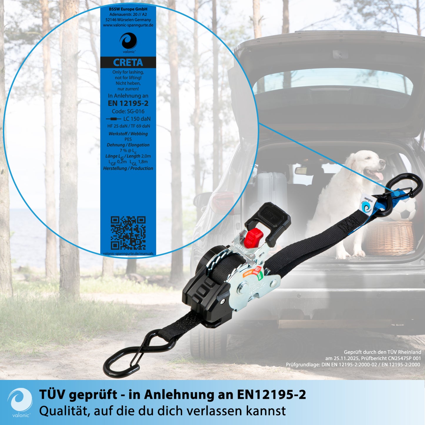 4x Mini Automatik Spanngurt mit Ratsche - 19mm - valonic CRETA
