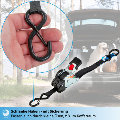 4x Mini Automatik Spanngurt mit Ratsche - 19mm - valonic CRETA