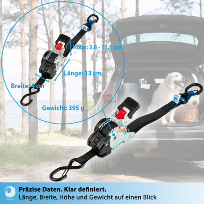 4x Mini Automatik Spanngurt mit Ratsche - 19mm - valonic CRETA