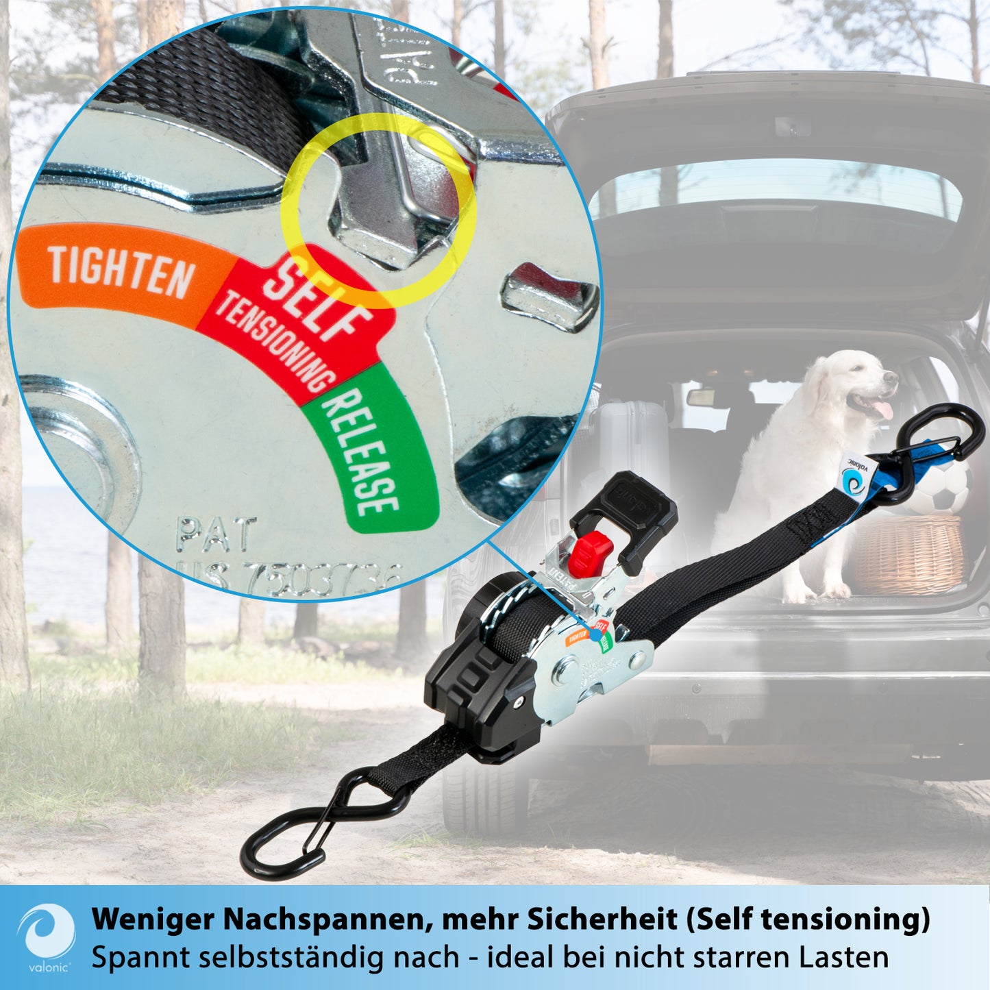 4x Mini Automatik Spanngurt mit Ratsche - 19mm - valonic CRETA