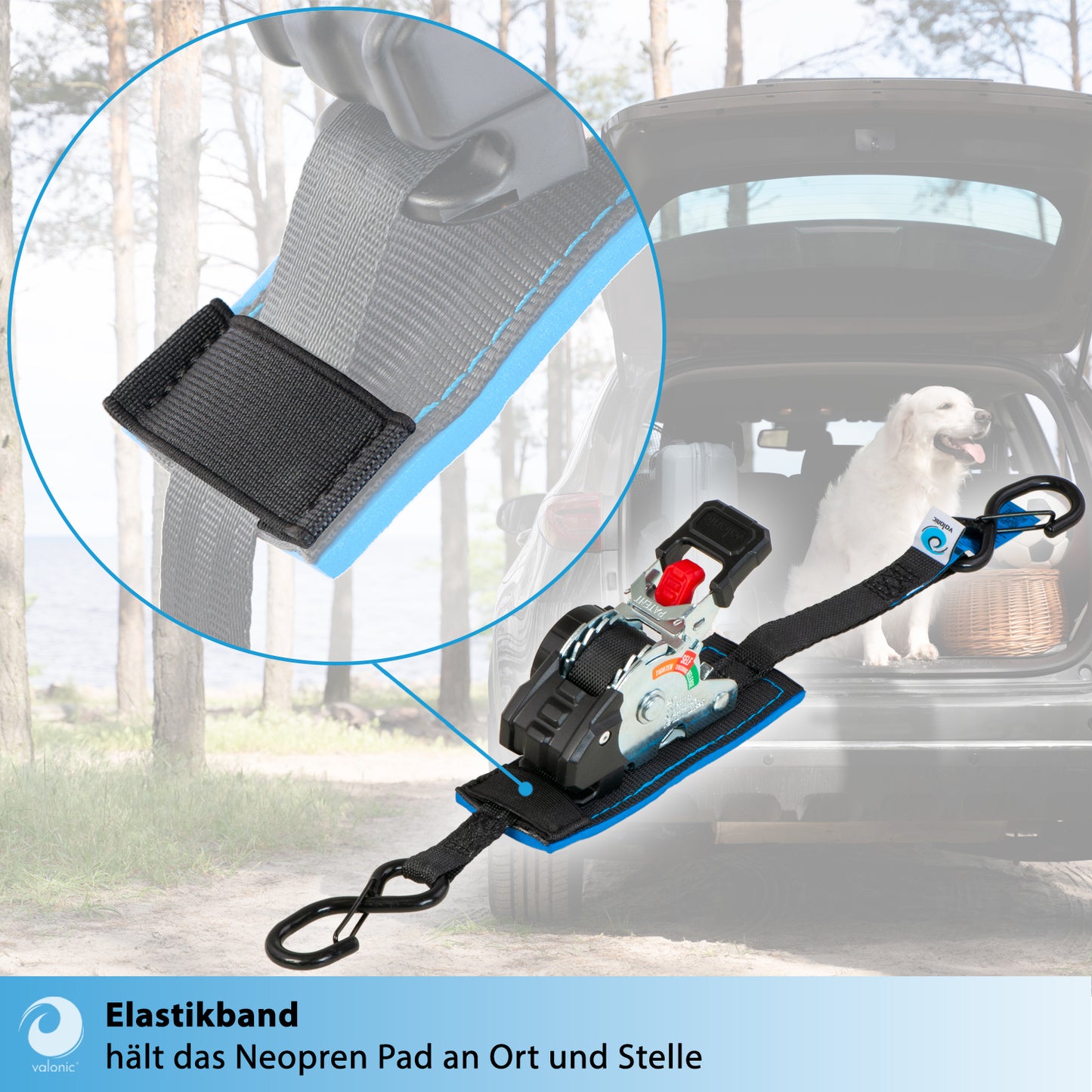2x Mini Automatik Spanngurt mit Ratsche - 19mm - valonic FOX