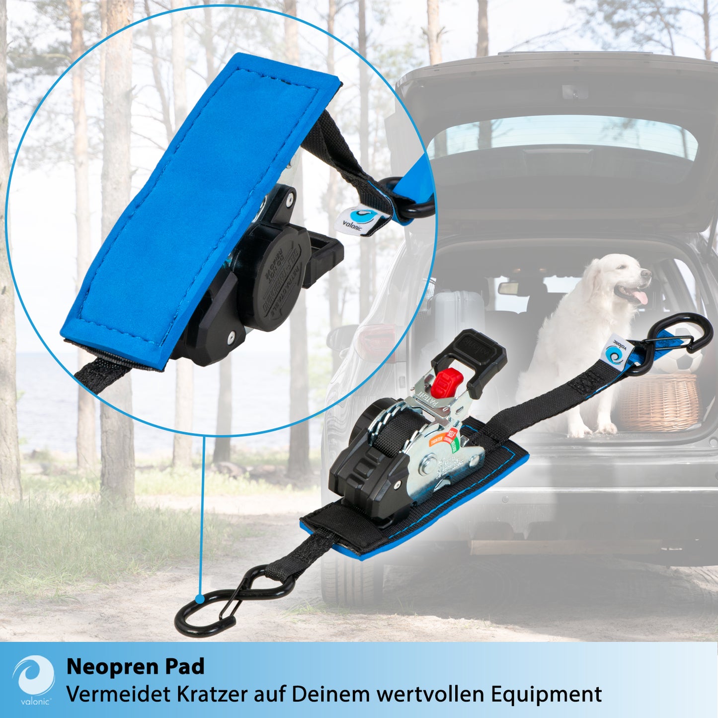 2x Mini Automatik Spanngurt mit Ratsche - 19mm - valonic FOX