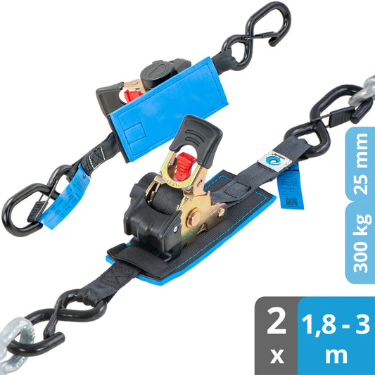 2x Automatik Spanngurt mit Ratsche - 25mm - valonic RACOON