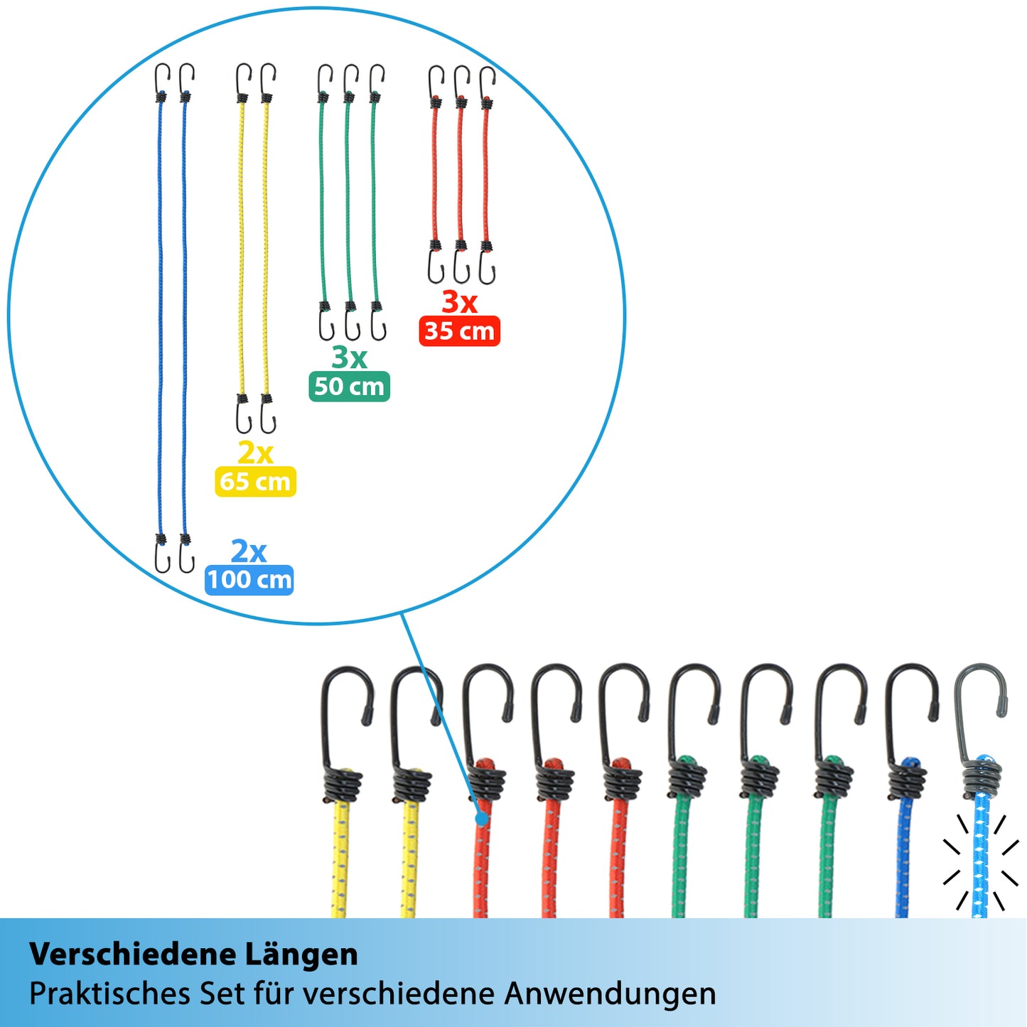 10x Reflektierende Gepäckspanner - valonic KRAKEN