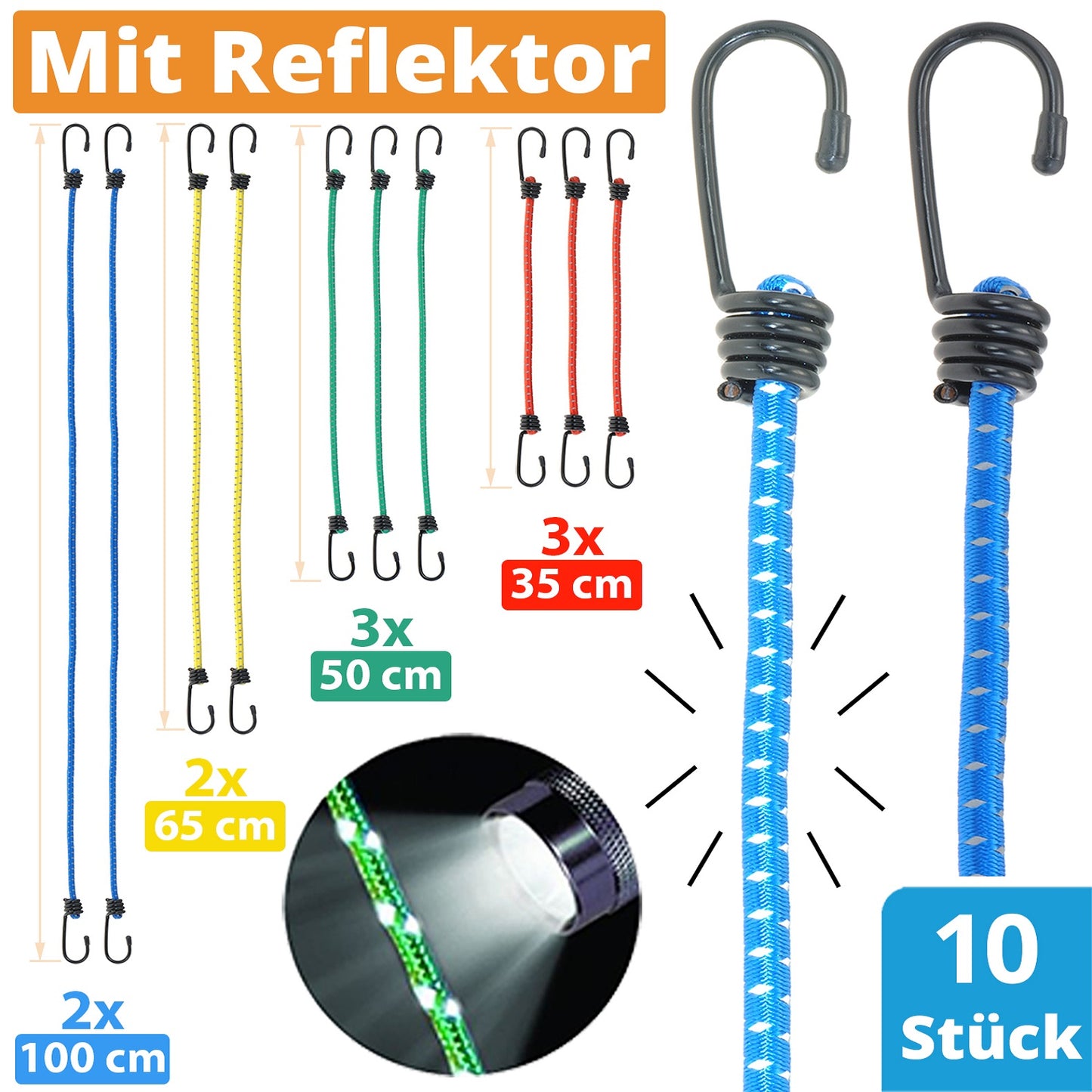 10x Reflektierende Gepäckspanner - valonic KRAKEN